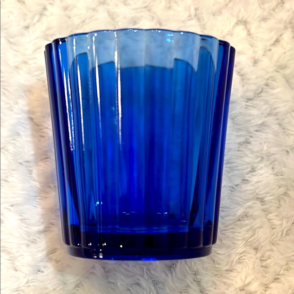 Vintage Cobalt Blue Glass Votive Candle Holder Caisa Mexico Collectible